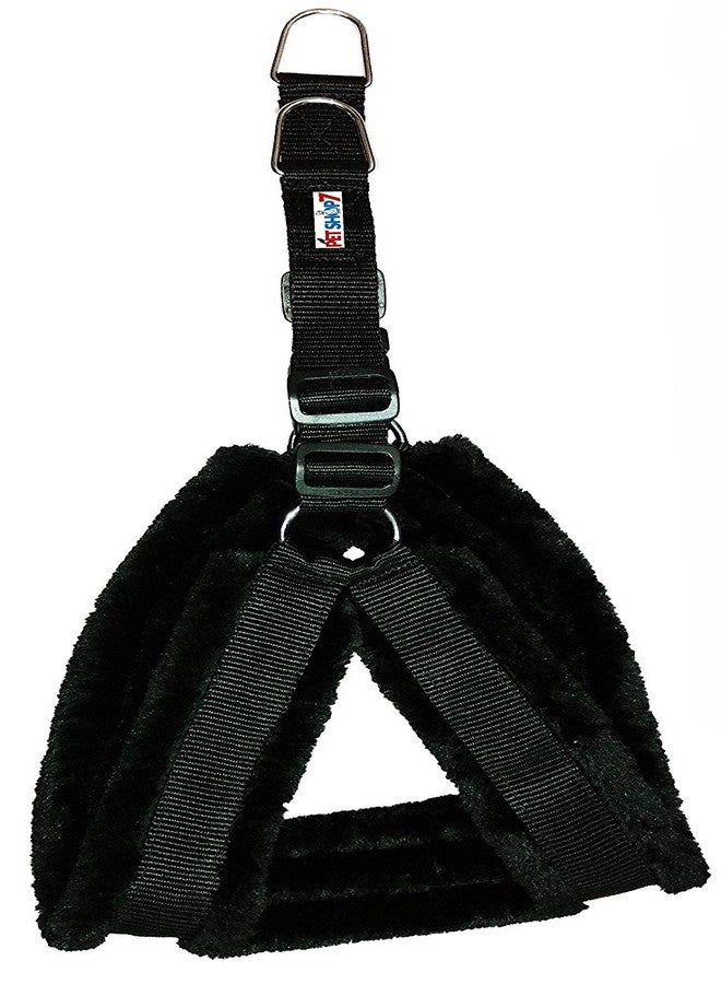 Skora Nylon Dog Harness & Leash Set with Fur 1.25 inch Large - Black (Chest Size - 28-34) - Image 2